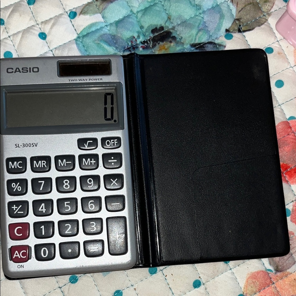 Casio Dual-Power Silver Calculator with Black Cover